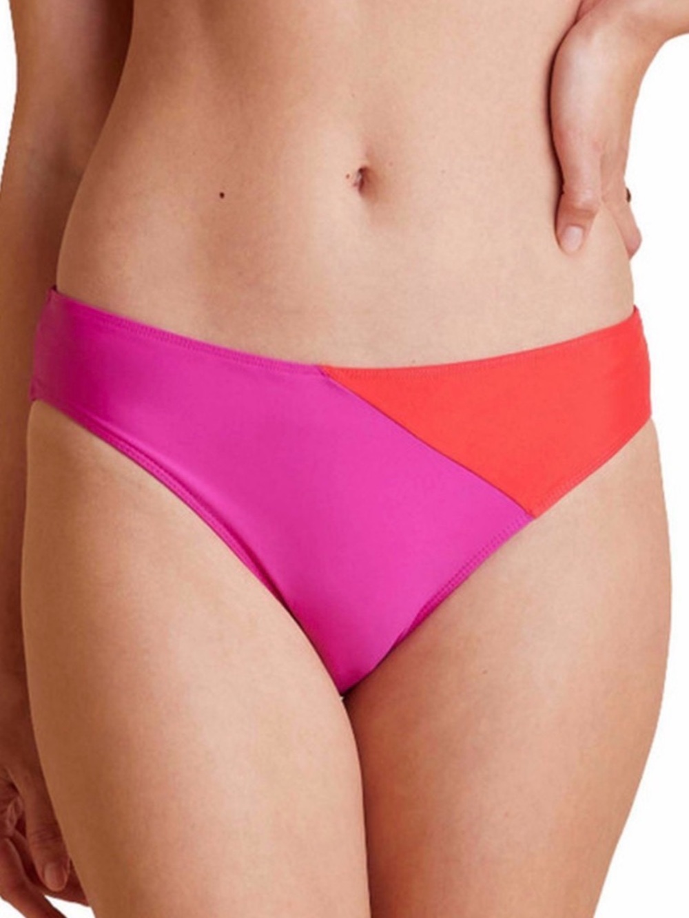 Colorblock Pink & Coral Bikini Bottom The Diagonal Mid Rise Bottom